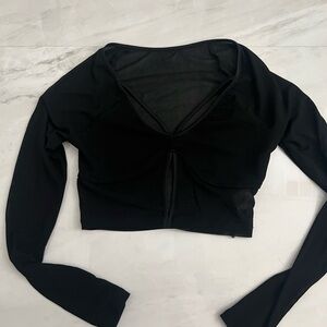 Shein mesh long sleeve crop blouse